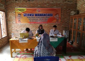 31 Calon Anggota PKD Ikuti Seleksi Wawancara yang Digelar Panwascam Pelepat
