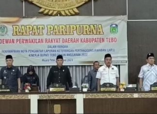 DPRD Tebo Gelar Paripurna LKPJ Kinerja Pj Bupati Tebo Tahun 2022