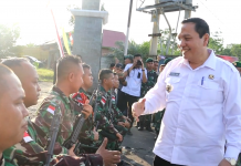 Pj Bupati Bachril Bakri Sambut Kedatangan Personil Kompi Senapan A Yonif Raider 142/KJ
