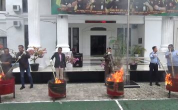 Wabup Apri Hadiri Pemusnahan Barang Bukti 64 Perkara
