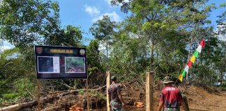 Satgas TMMD ke-117 Kodim 0416/Bute Mulai Bangun Tugu Prasasti