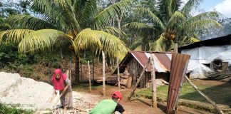 TMMD ke-117 Kodim 0416/Bute, Serda Joko Bantu Ibu Asuh Belah Kayu Bakar
