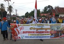 Semarak HUT ke-78 RI, SDN 102 Sungai Kerjan Meriahkan Pawai Pembangunan Tingkat Kecamatan Bungo Dani