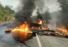 Kecelakaan Tragis di KM 32 Jalinsum Bungo, Mobil dan Sopir Hangus Terbakar