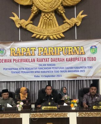 DPRD Tebo Gelar Rapat Paripurna Ranperda tentang Perubahan APBD Tahun 2023