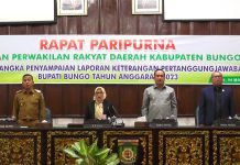 DPRD Bungo Gelar Rapat Paripurna Penyampaian LKPJ Bupati Bungo TA 2023