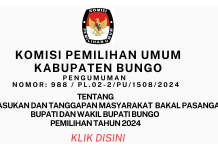 Pengumuman Masukkan dan Tanggapan Masyarakat Bapaslon Bupati dan Wakil Bupati Bungo