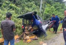 Mobil Pengangkut Buah Markisah Terbakar di Jalan Lintas Dusun Tanah Periuk