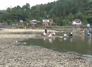 Air Danau Kerinci Menyusut Drastis, Warga Ramai Datang Melihat Langsung