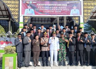 Wabup Gerry Trisatwika Pimpin Upacara Hari Otonomi Daerah ke-30