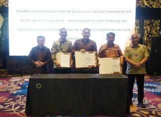 Empat Kepala Daerah Teken Dukungan Penerbangan Batik Air ke Bandara Muara Bungo