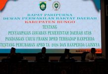 DPRD Bungo Gelar Paripurna, Pemkab Sampaikan Tanggapan atas Pandangan Umum Fraksi